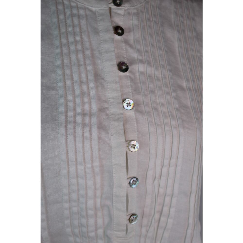 Quince 100% Linen Pintuck Button Front Dress Knee Length Pockets Small - Picture 4 of 8